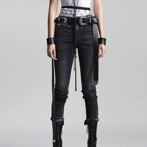 R13 high rise skinny jeans in Morrison Black